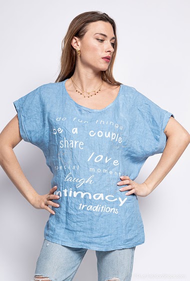 Grossiste Chana Mod - T-shirt bi-matière imprimé