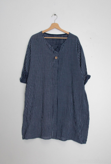 Wholesaler Chana Mod - Striped printed tunic with one button at the front