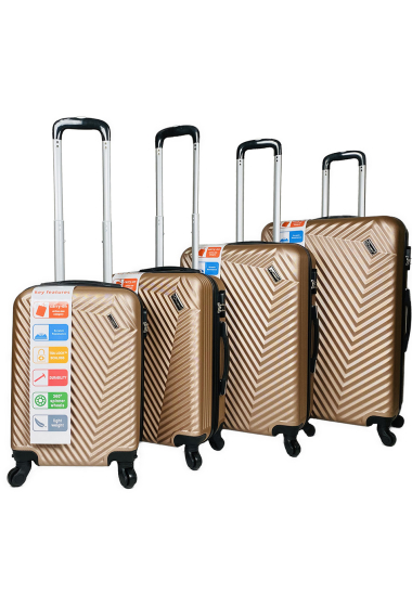 Grossiste HELIOS BAGAGES - CAVALCADE : Lot de 4 valises en ABS.