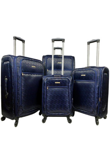 Grossiste Chapon Maroquinerie - EMBROIDERY, lot de 4 valises en nylon avec toile brodée (S209) (B) PE-24