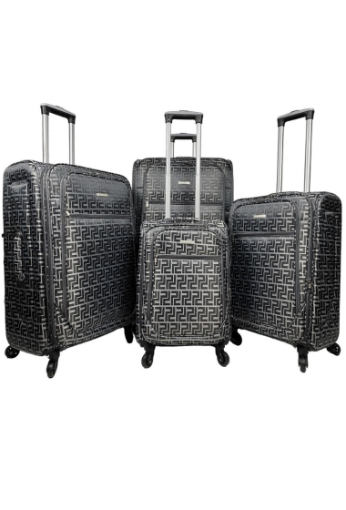 Grossiste Chapon Maroquinerie - EMBROIDERY, lot de 4 valises en nylon avec toile brodée (S209) (G) PE-24 H