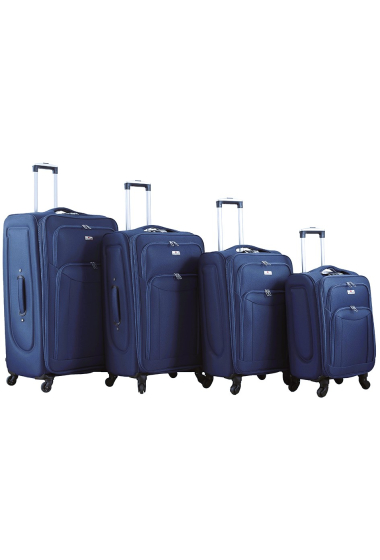 Wholesaler HELIOS BAGAGES - HORIZON, set of 3 suitcases in scarlet red crossed nylon. (R)