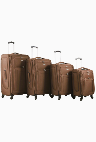 Wholesaler HELIOS BAGAGES - HORIZON, set of 3 suitcases in scarlet red crossed nylon. (R)