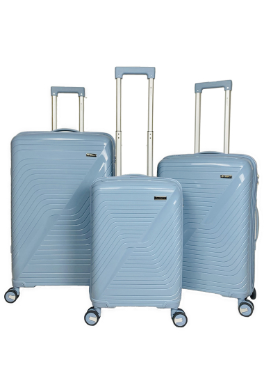 Grossiste Chapon Maroquinerie - GLOWY : Lot de 3 valises en polypropylène. (PP002) PE24 (Baby blue) H