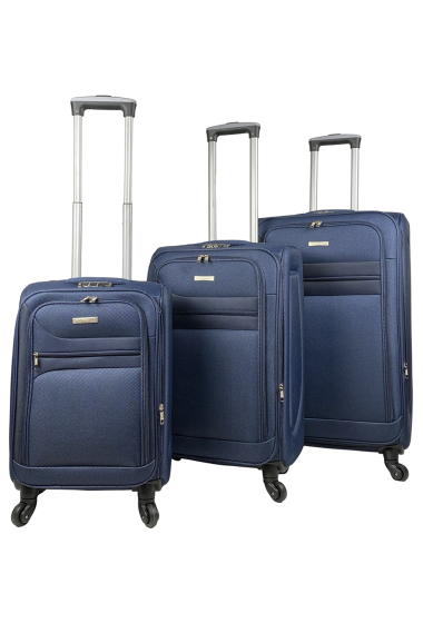 Grossiste Chapon Maroquinerie - HORIZON, lot de 3 valises en nylon croisé bleu. (B)