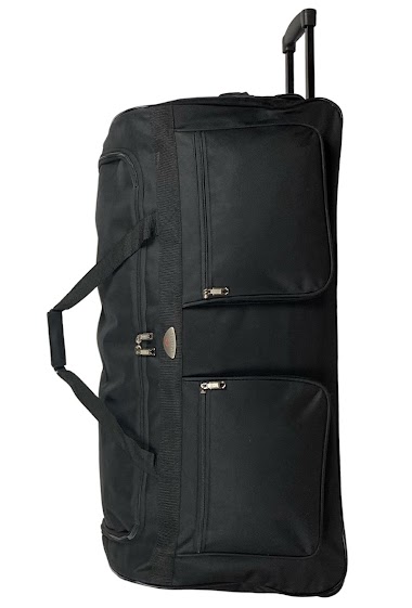66cm black nylon travel bag with 2 wheels.