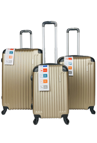 Grossiste Chapon Maroquinerie - SHIELD : Lot de 3 valises en ABS renforcé. (1212-A) (CH)