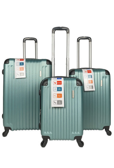 Grossiste Chapon Maroquinerie - SHIELD : Lot de 3 valises en ABS renforcé. (1212-A) (JADE) H