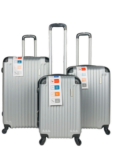 Grossiste Chapon Maroquinerie - SHIELD : Lot de 3 valises en ABS renforcé. (1212-A) (S) H
