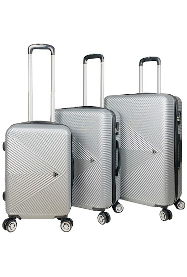 TRAVELER, set of 3 suitcases in silver ABS.