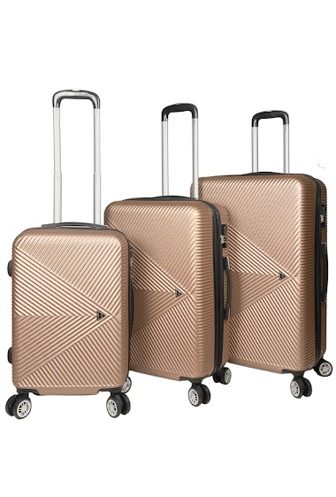 TRAVELER, set of 3 suitcases in rose gold ABS.