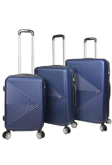 TRAVELER, set of 3 suitcases in navy blue ABS.