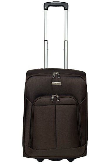 Brown cabin suitcase in nylon.