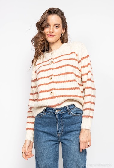 Wholesaler Charlior - Striped buttoned knit cardigan