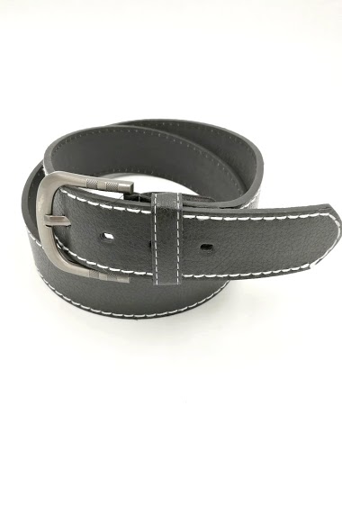 Large belt 4cm white threads round buckle