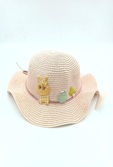 Wholesaler Charmant - Children's hat with teddy bear decoration and ribbon
