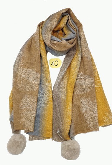 Wholesaler Charmant - Jacquard scarf with pompom