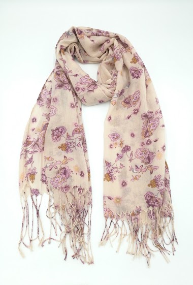 Wholesaler Charmant - Scarf with fringes roses pattern