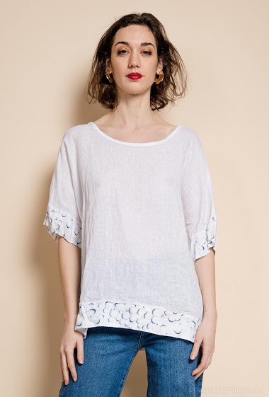 Wholesaler Charmante - Blouse with printed border (MADE IN ITALY)