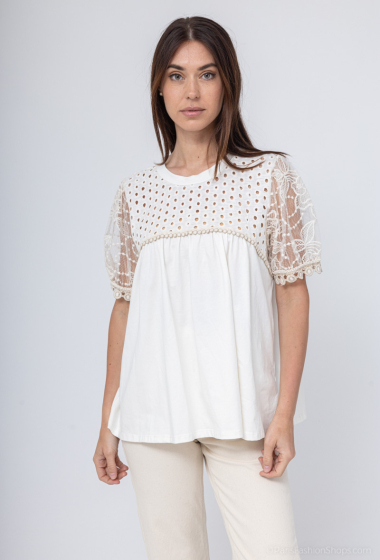 Grossiste Charmante - Blouse en coton broderie  (Made in italy)