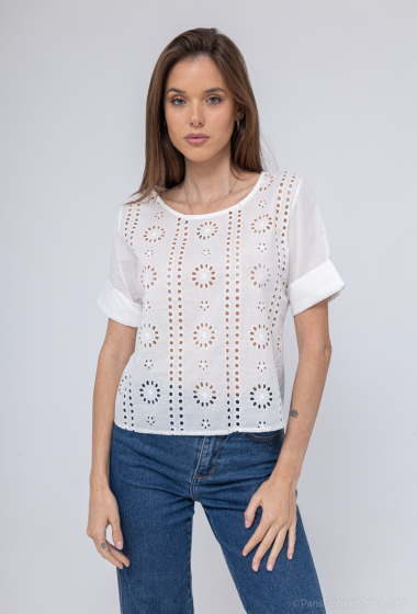 Grossiste Charmante - Blouse en coton broderie (Made in italy)