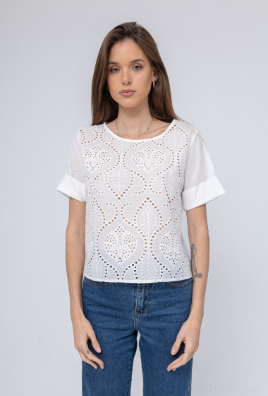 Grossiste Charmante - Blouse en coton broderie (Made in italy)