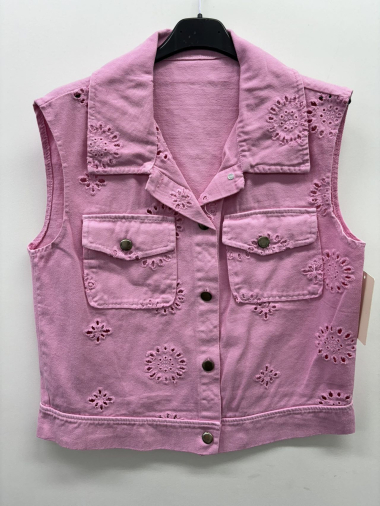 Wholesaler Charmante - Embroidered cotton vest (made in Italy)