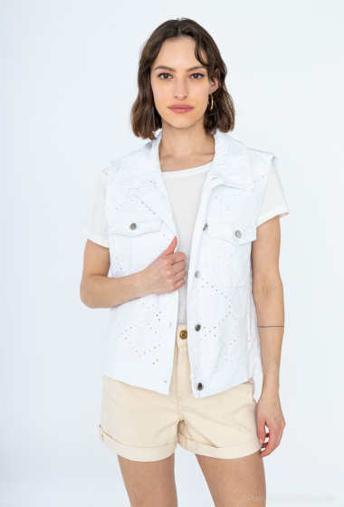 Grossiste Charmante - Gilet en coton broderie (made in italy)