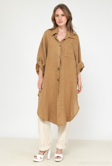 Wholesaler Charmante - Linen shirt dress (made in linen)