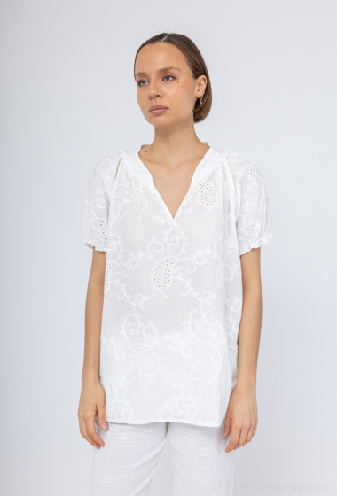 Grossiste Charmante - Top en coton broderie  (Made in italy)