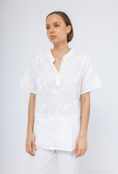 Grossiste Charmante - Top en coton broderie  (Made in italy)
