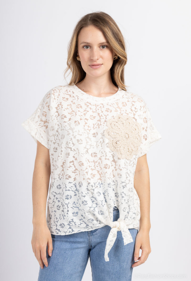 Wholesaler Charmante - Embroidered cotton top (Made in Italy)