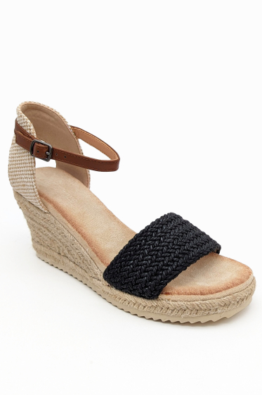 Wholesaler CHC SHOES - Wedge Sandal with Faux Straw Platform