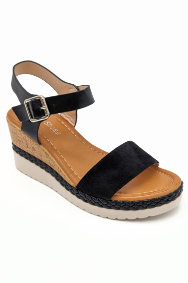 Wholesaler CHC SHOES - Wedge sandal with front strap in synthetic suede