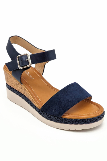 Wholesaler CHC SHOES - Wedge sandal with front strap in synthetic suede