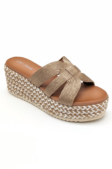 Wholesaler CHC SHOES - Wedge sandal with woven faux straw sole