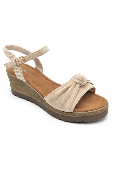 Wholesaler CHC SHOES - Wedge sandal with a bow on the faux suede strap