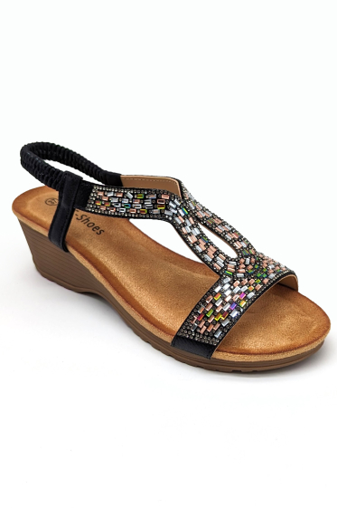 Wholesaler CHC SHOES - Sandals with crystals on the strap and wedge soles