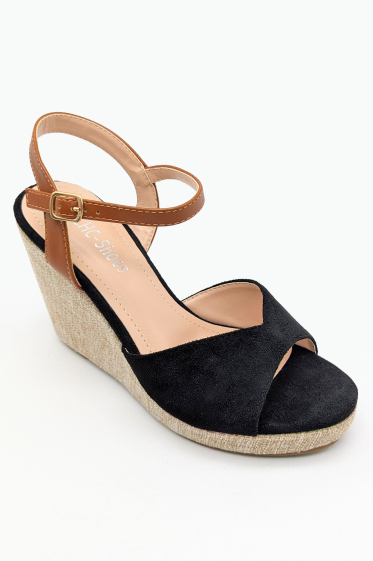 Wholesaler CHC SHOES - Bi-material sandals with wedge heel