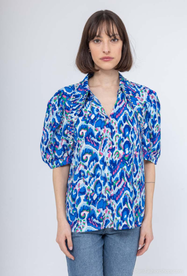 Wholesaler Cherry Koko - Printed shirt with short sleeves and diamond collar