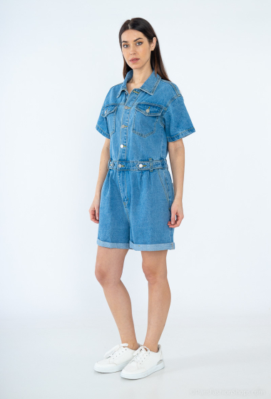 Wholesaler Cherry Koko - Short sleeve denim shorts jumpsuit