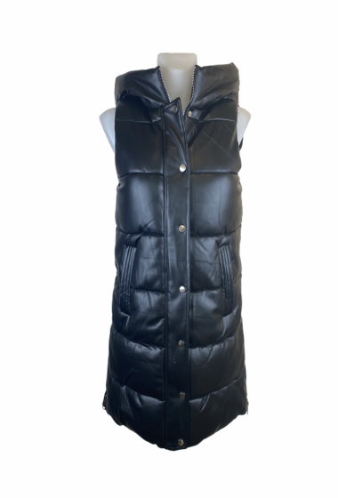Wholesaler Cherry Koko - Long sleeveless faux leather down jacket