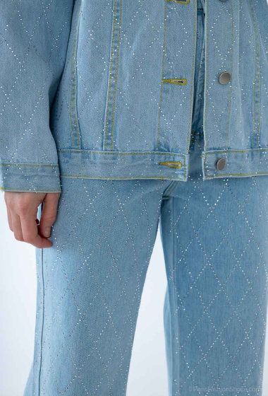 Wholesaler Cherry Koko - Jeans with diamond-shaped rhinestones