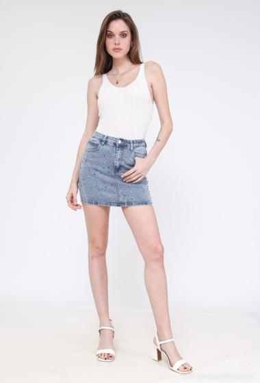 Wholesaler Cherry Koko - Jeans skirt with rhinestones