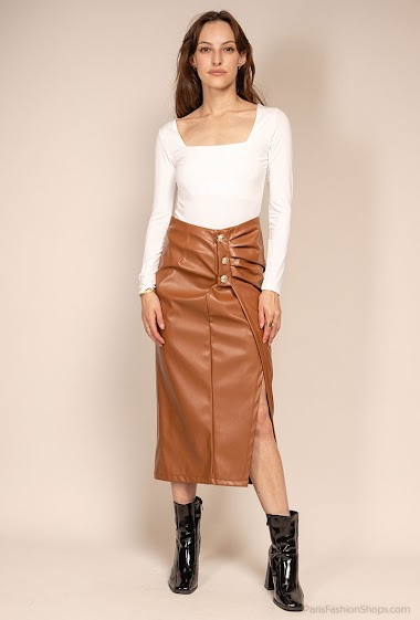 Großhändler Cherry Koko - Long fake leather skirt