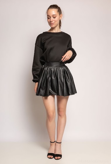 Großhändler Cherry Koko - Mini faux leather pleated skirt
