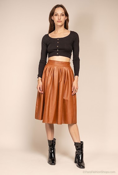 Großhändler Cherry Koko - Faux leather pleated skirt