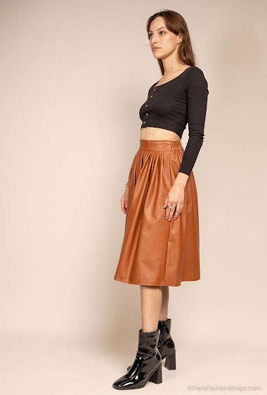 Großhändler Cherry Koko - Faux leather pleated skirt