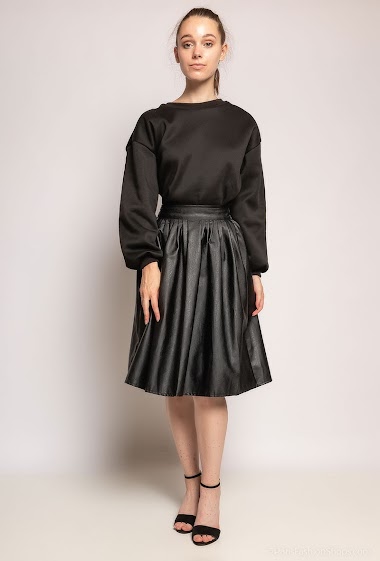 Großhändler Cherry Koko - Midi faux leather pleated skirt