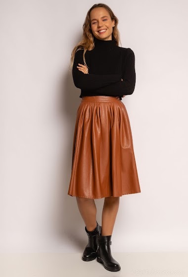 Großhändler Cherry Koko - Pleated faux leather midi skirt